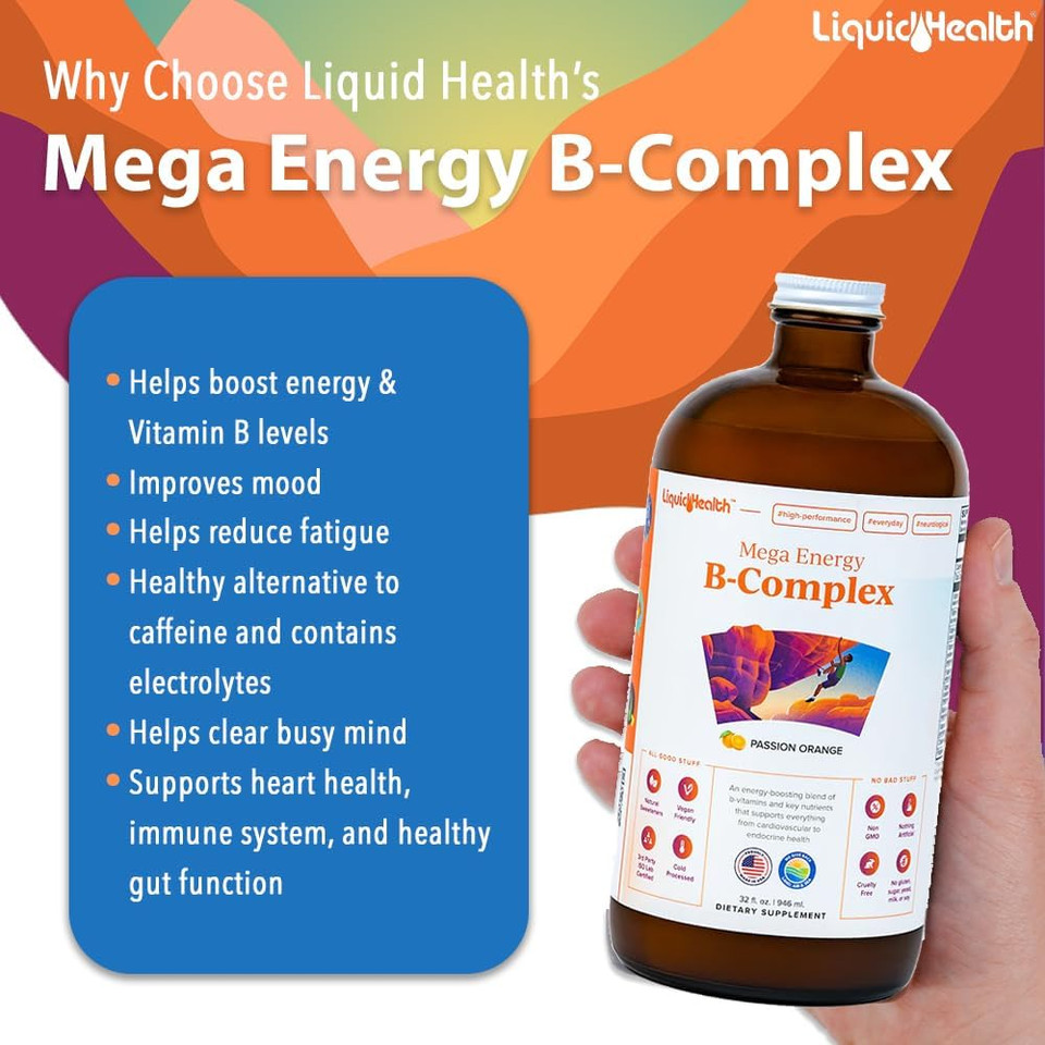 Liquidhealth 32 Oz Vitamin B Complex Liquid Multivitamin For Women & Men, Super B Complex, Mega B Vitamins Energy Supplement With B1, B2, B3, B5, B6, Methyl B12 Liquid, Folate & Biotin Liquidhealth 32 Oz Vitamin B Complex Liquid Multivitamin For Women & Men, Super B Complex, Mega B Vitamins Energy Supplement With B1, B2, B3, B5, B6, Methyl B12 Liquid, Folate & Biotin