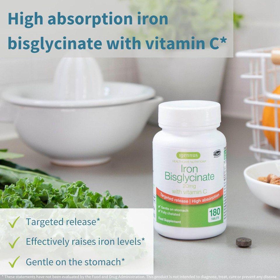 Super B-Complex & High Absorption Iron Bisglycinate 20Mg With Vitamin C, Vegan Bundle, Methylated Sustained Release B Complex & Gentle One-A-Day Iron With Targeted Release, By Igennus