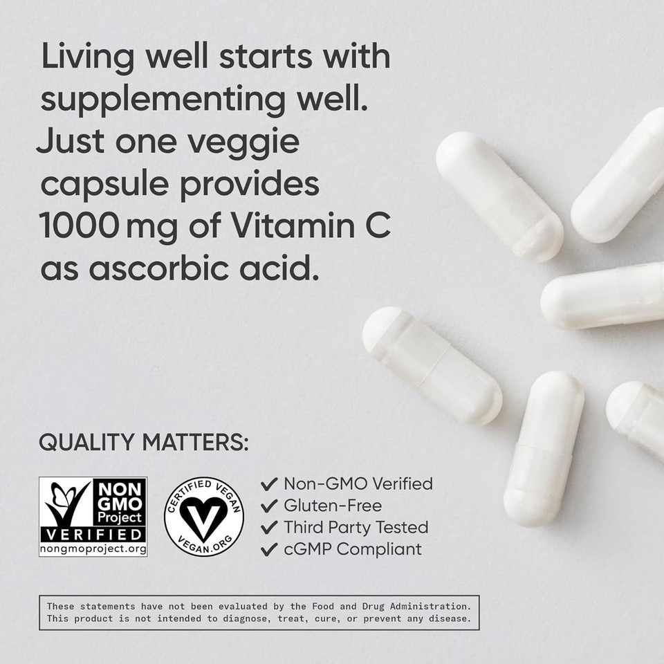 Sports Research High Potency Vitamin C Supplement - Vegan Veggie Capsules For Antioxidant Activity & Immune Support - Non-Gmo Verified & Gluten Free - Ascorbic Acid Vitamin C 1000Mg, 240 Count240 Count (Pack Of 1)