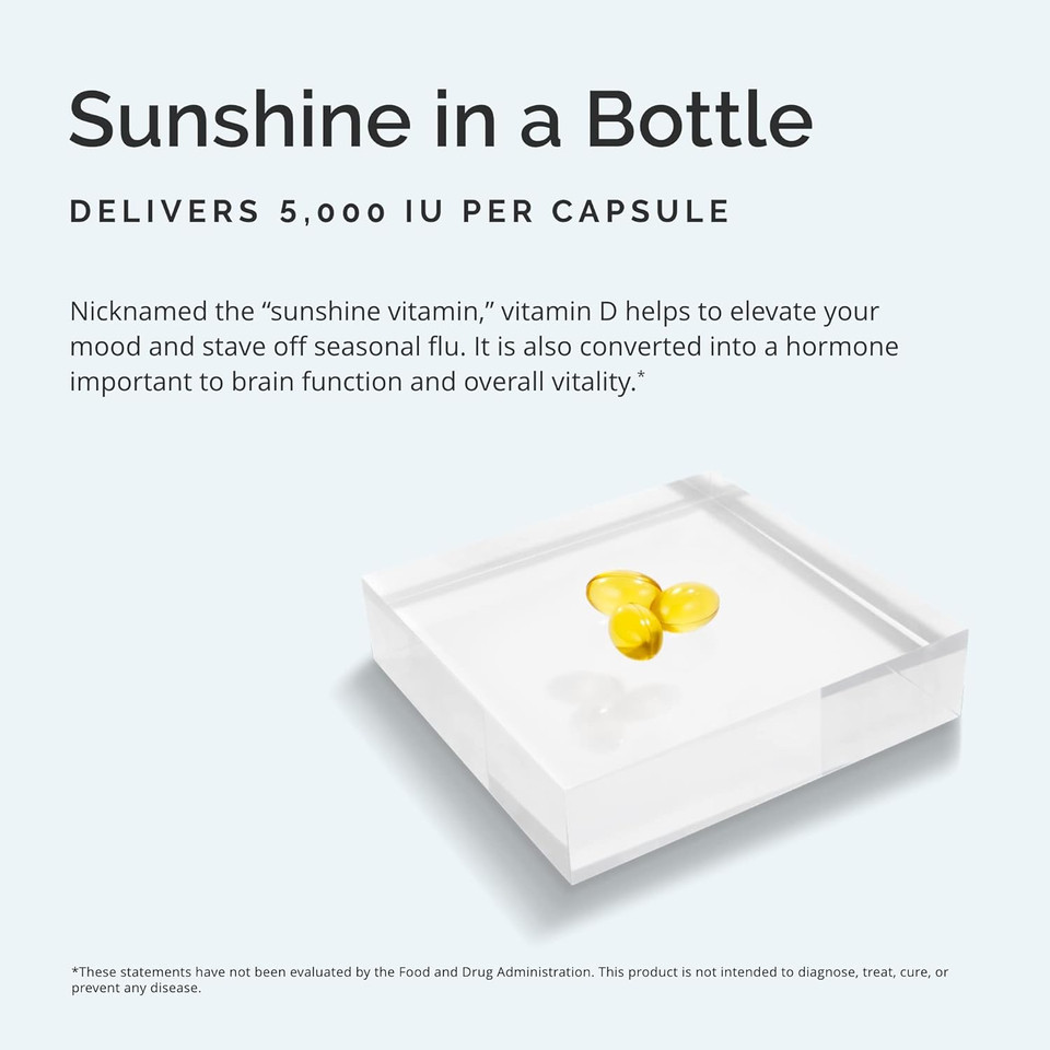 Brainmd By Dr Amen Vitamin D3 5000 - 100 Softgels - High Potency Cholecalciferol - Gluten Free - 100 Servings