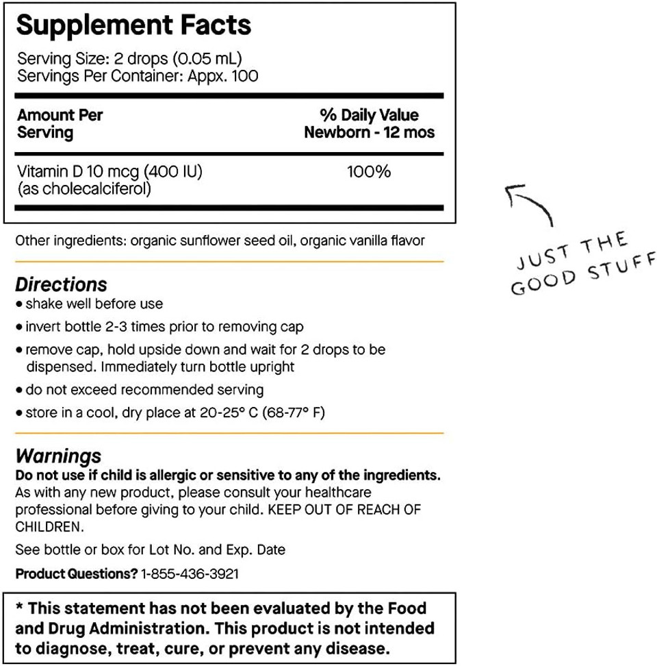 Genexa Infantsã¢Â Vitamin D Drops - 270 Servings (3Pk) - Promotes Healthy Growth - Organic, Gluten Free & Non-Gmo0.2 Fl Oz (Pack Of 3)