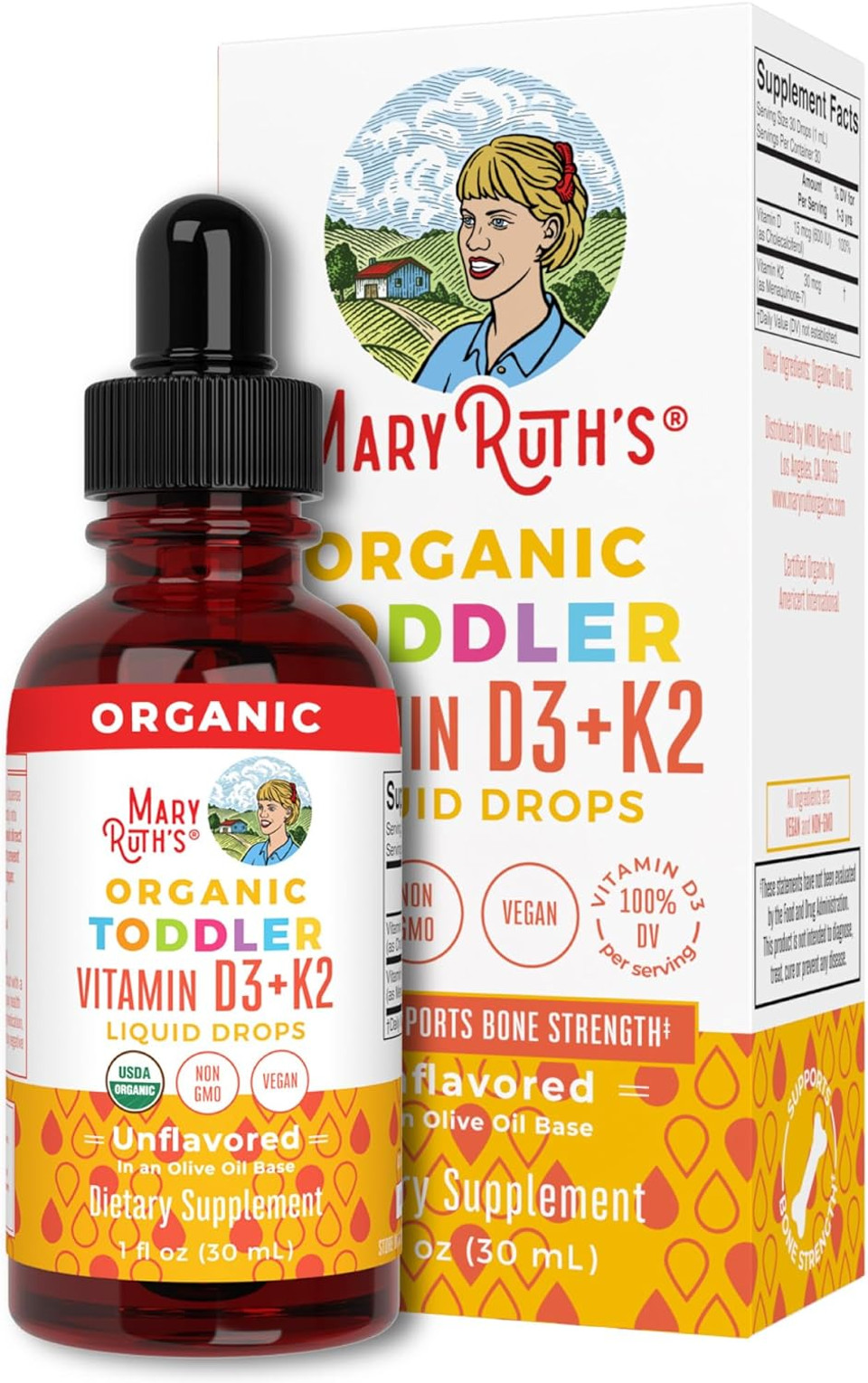 Maryruth'S Vitamin D3 | K2 | Drop | Liquid Supplement For Toddlers | Kids For Calcium Absorption Strong Bones | Vegan | Non-Gmo | Gluten Free | 1 Fl Oz