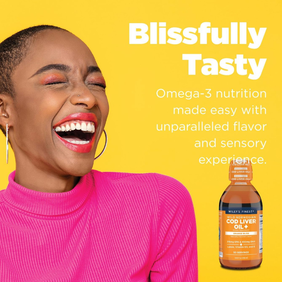Wiley'S Finest Wild Alaskan Fish Oil Cod Liver Oil - Orange Flavored Omega-3 Fish Oil Supplement - 755Mg Omega-3S - 8.45 Oz (50 Servings)