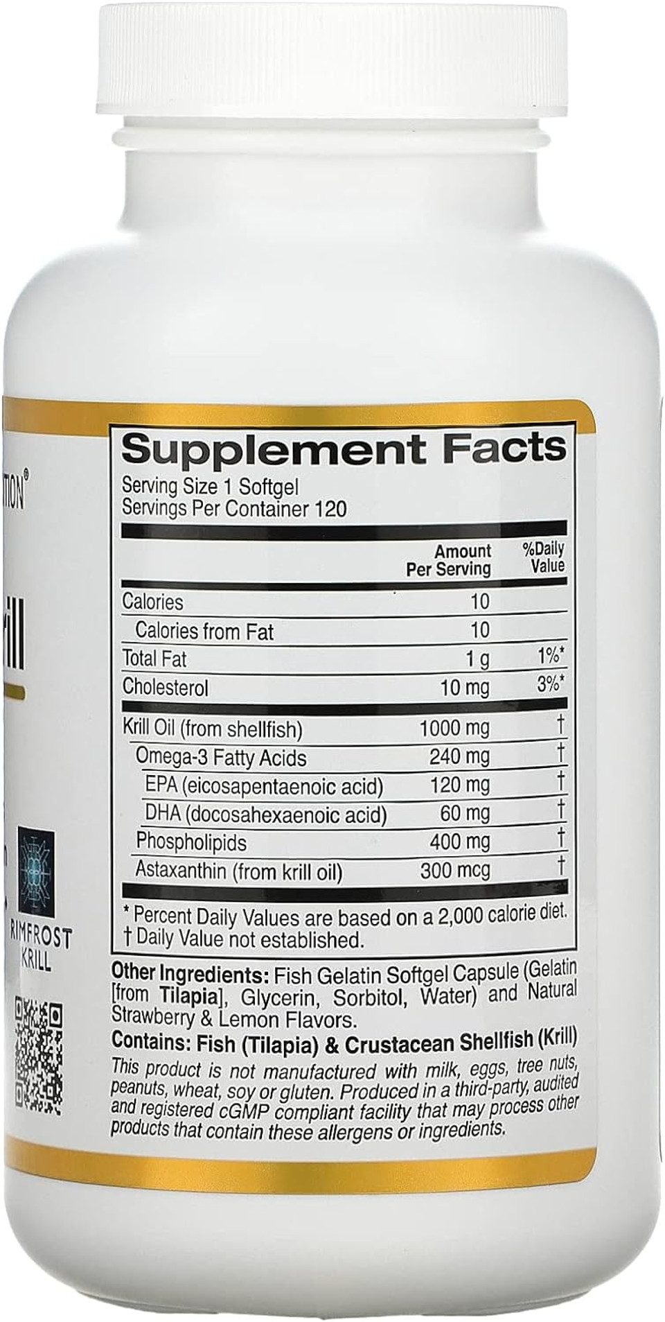 Antarctic Krill Oil, Omega-3 Phospholipids With Naturally Occurring Astaxanthin, Natural Strawberry & Lemon Flavor, Non Gmo, 1,000 Mg, 120 Fish Gelatin Softgels, 2 Pack120 Count (Pack Of 2)