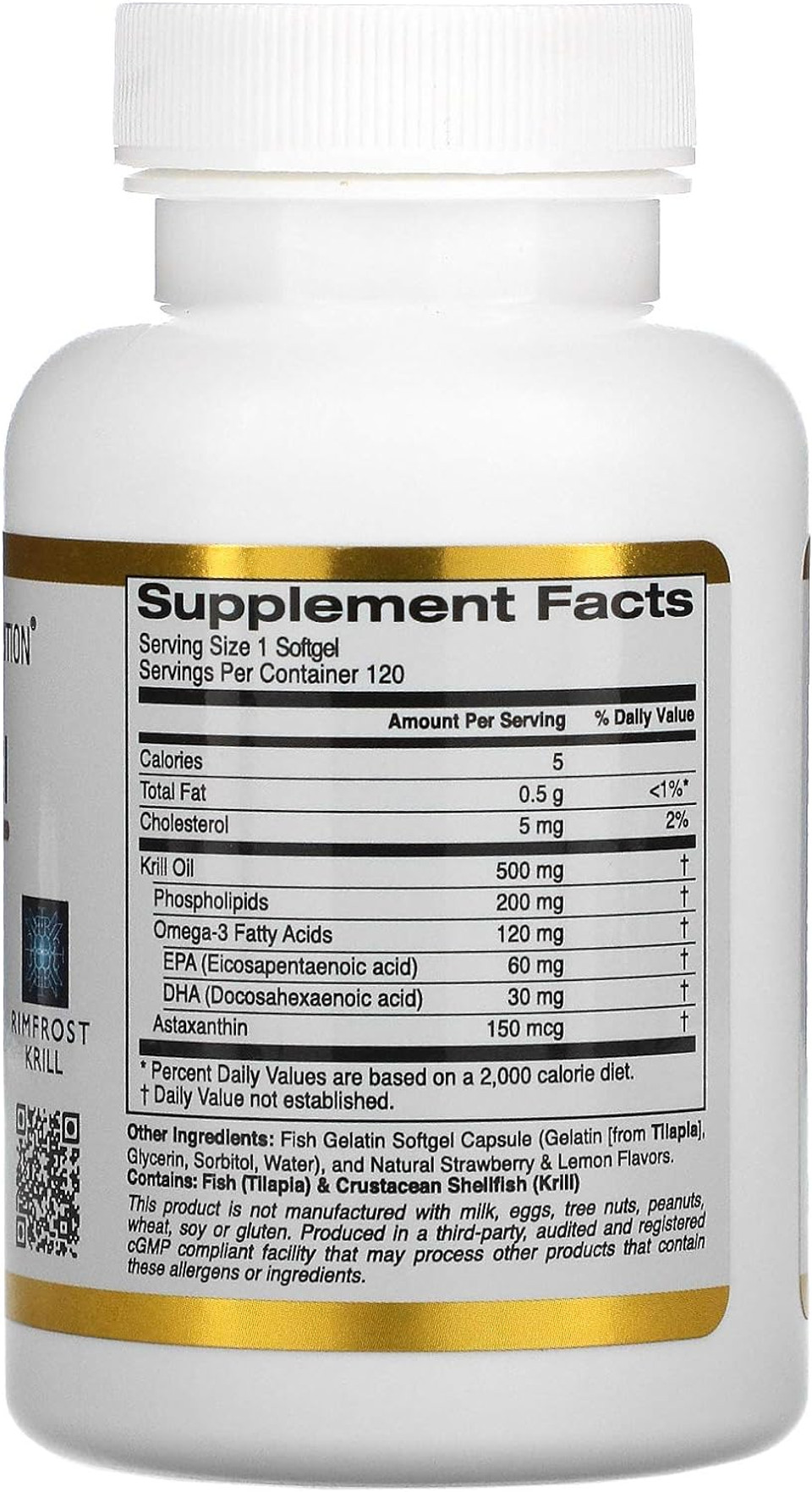 Antarctic Krill Oil, Ultra-High Omega-3 With Astaxanthin, Natural Strawberry & Lemon Flavor, Non Gmo, Gluten Free, 500 Mg, 120 Fish Gelatin Softgels, 2 Pack120 Count (Pack Of 2)
