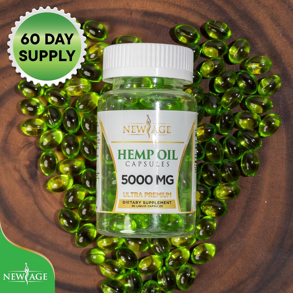 Hemp Oil Capsules Pills - 2 Pack - 5000 Hemp Oil Capsules - Made In The Usa - Maximum Value - Rich In Omega 3,6,& 9