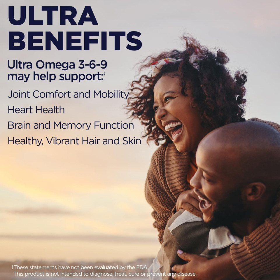 Kal Ultra Omega 3-6-9 1200Mg | Fish Oil W/Cold Pressed Flaxseed & Borage Oil | Skin, Hair, Heart, Memory | 100 Softgels