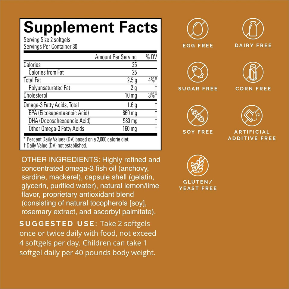 Brainmd Dr Amen Omega-3 Power - 60 Capsules - Joint & Immune Support Supplement - Contains Dha & Epa - Gluten Free - 30 Servings