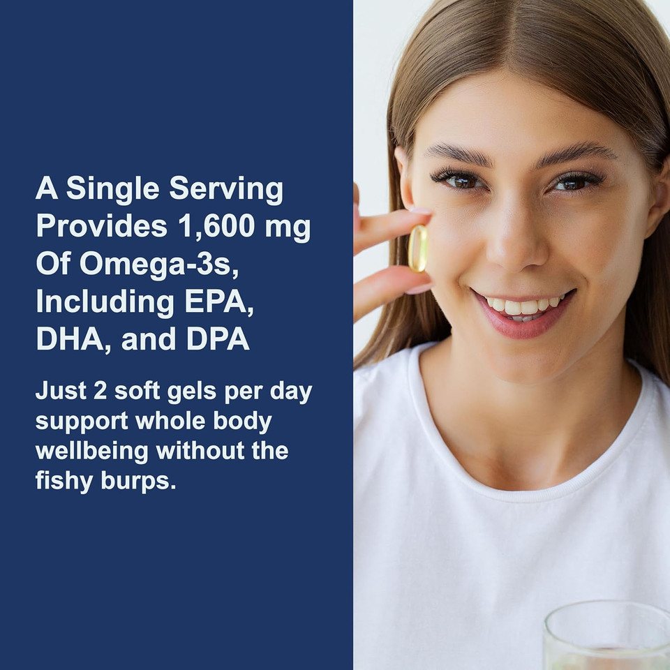 Carlson - Elite Omega-3 Gems, 1600 Mg Omega-3 Fatty Acids Including Epa And Dha, Norwegian, Wild-Caught Fish Oil Supplement, Sustainably Sourced Omega 3 Fish Oil Capsules, Lemon, 130 Softgels