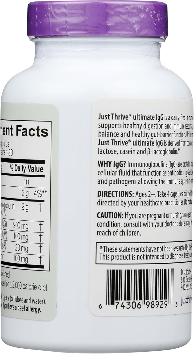Just Thrive - Ultimate Igg - Complete Immune Support Supplement - Detox Formula, 120 Vegetable Capsules