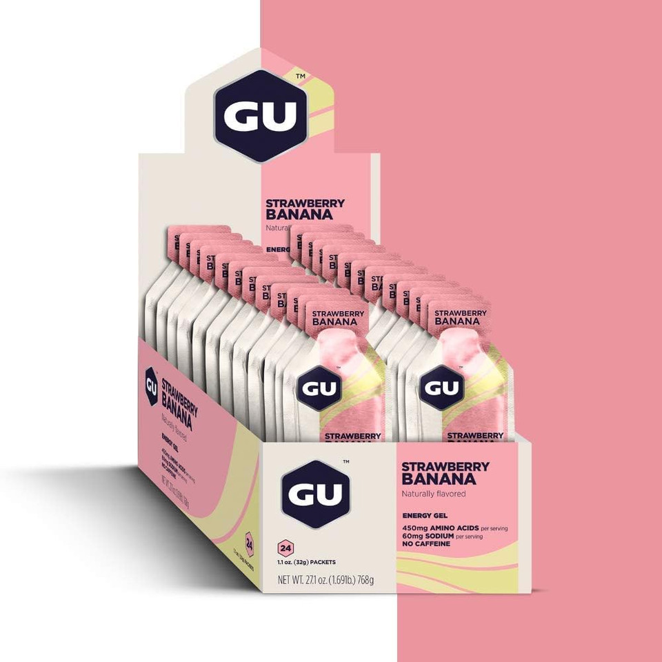 Gu Energy Original Sports Nutrition Energy Gel, 24-Count, Strawberry Banana