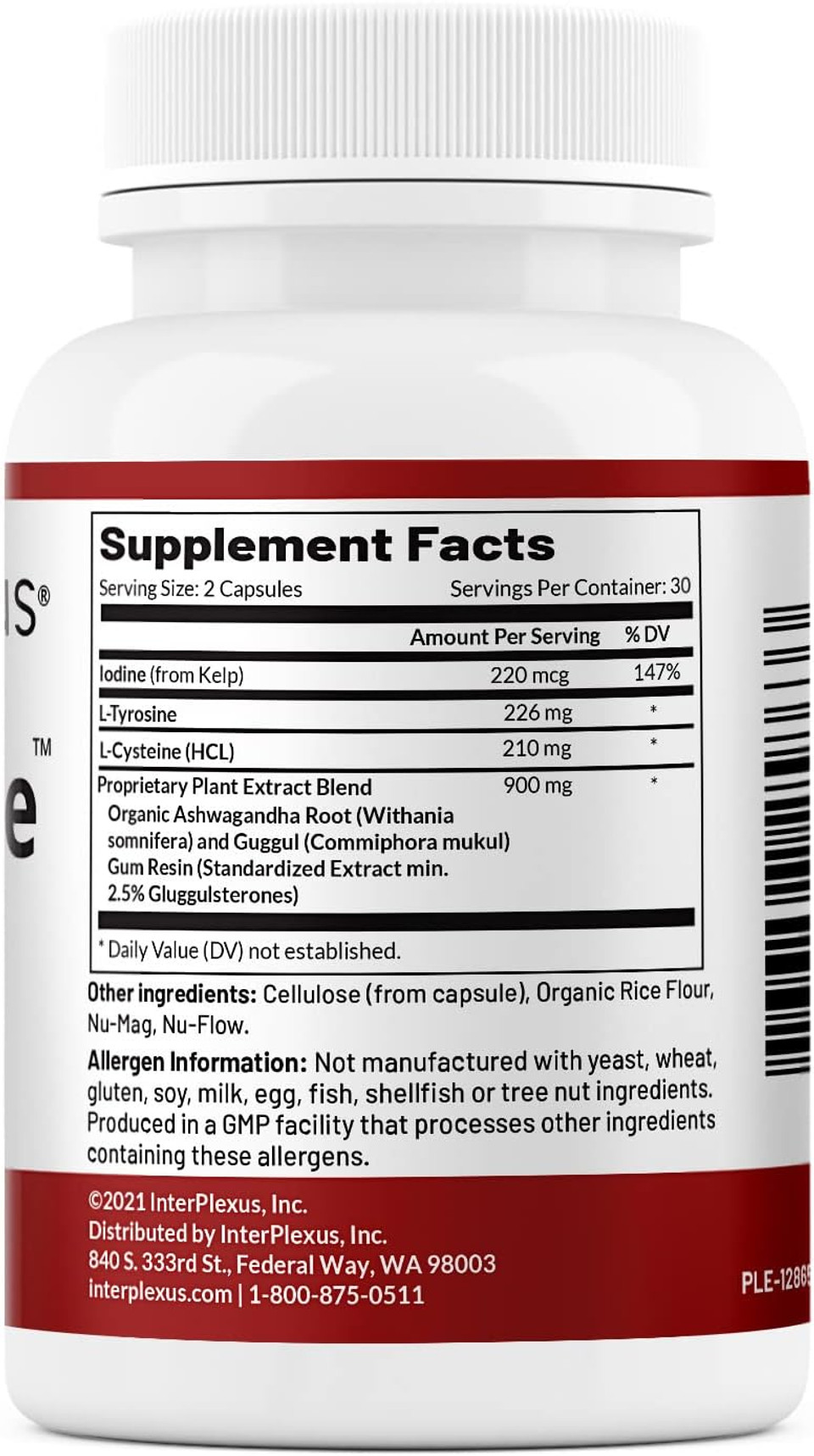 Interplexus Thyro-Dyne - Iodine, Tyrosine & Plant Extracts For Thyroid Support- Gluten Free, Dairy Free, Soy Free - 60 Capsules (30 Servings)