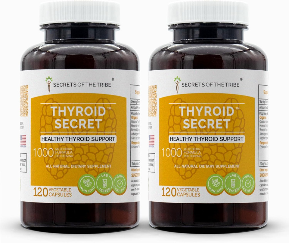 Secrets Of The Tribe - Thyroid Secret, Healthy Thyroid Support, Herbal Supplement Blend (2X120 Capsules)