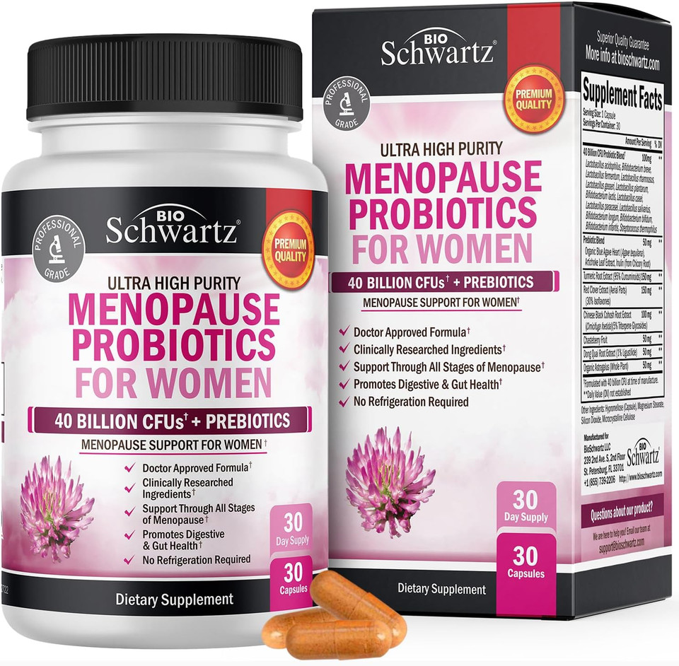 Menopause Support Probiotics For Women - Hot Flashes Night Sweats Mood Swings And Hormone Balance - Natural Menopause Relief Supplements For Women With Astragalus - 30 Servings