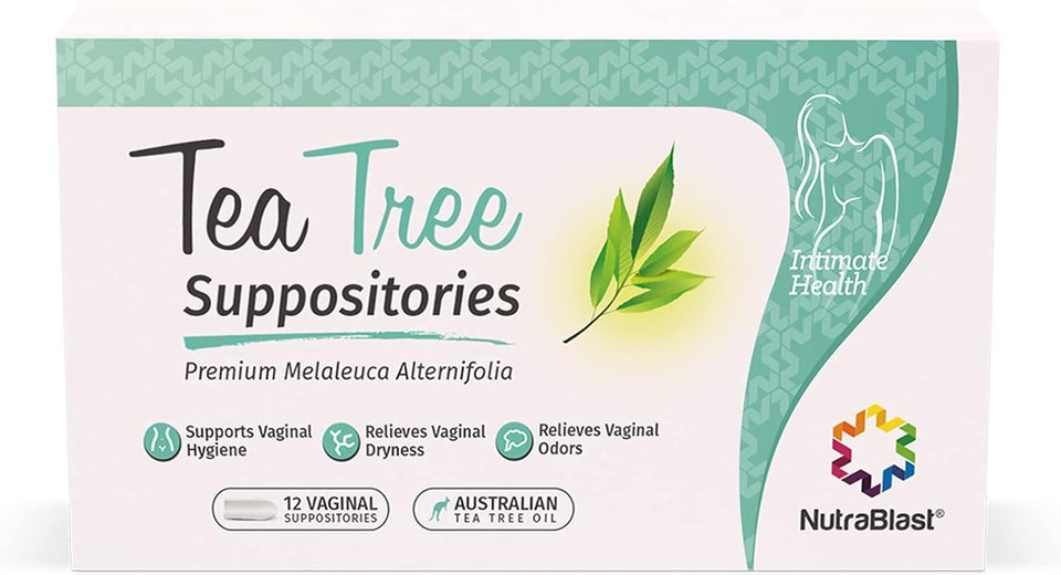 Nutrablast Tea Tree Oil Suppositories (12 Count) | All Natural Intimate Deodorant For Women | Restore Feminine Ph Balance | Made In Usa