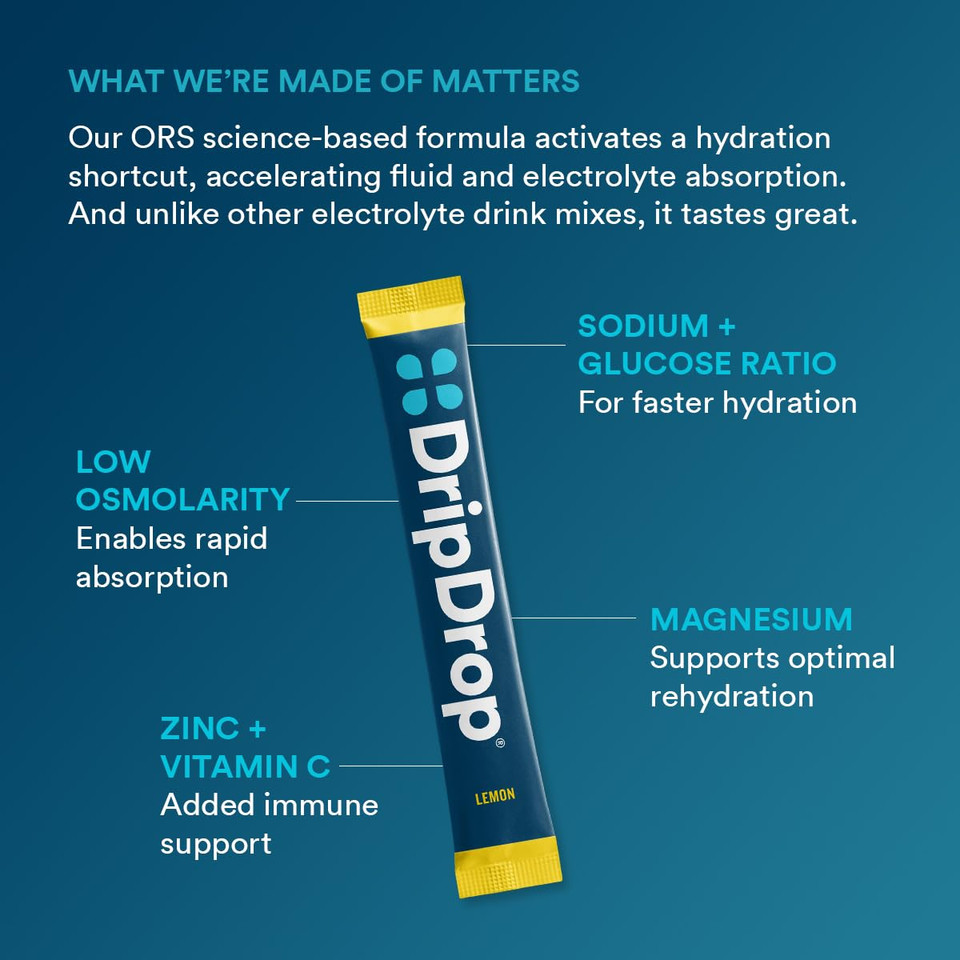 Dripdrop Hydration - Electrolyte Powder Packets - Lemon & Orange Citrus Bundle - 64 Count