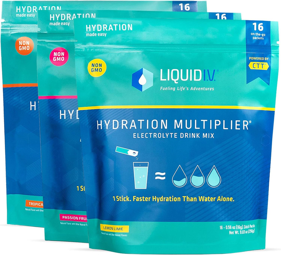 Liquid I.V. Hydration Multiplier - Lemon Lime, Passion Fruit, & Tropical Punch - Hydration Powder Packets | Electrolyte Drink Mix | Non-Gmo | 48 Sticks