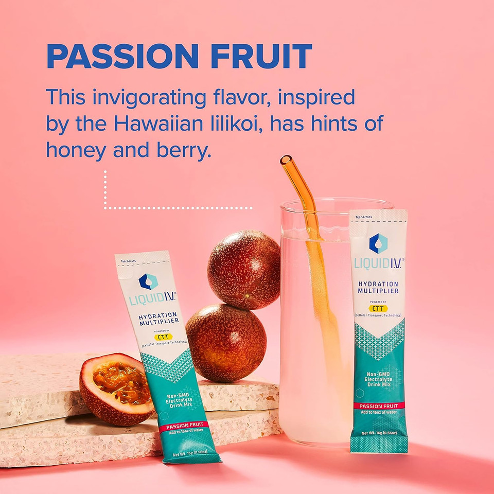 Liquid I.V. Hydration Multiplier - Lemon Lime, Passion Fruit, & Tropical Punch - Hydration Powder Packets | Electrolyte Drink Mix | Non-Gmo | 48 Sticks