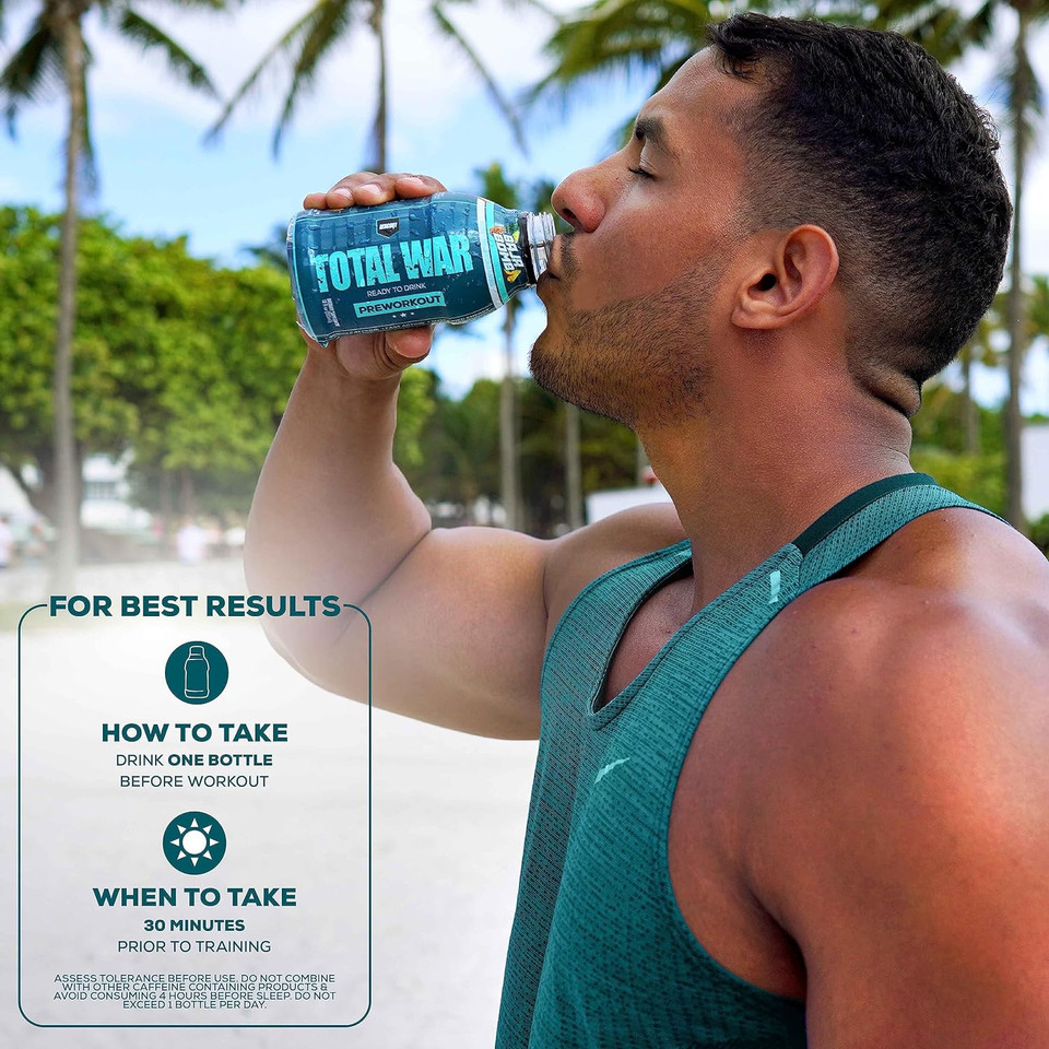 Redcon1 Total War Ready To Drink Preworkout, Sour Gummy Bear - 350Mg Of Fast Acting Rtd Caffeine - Beta Alanine + Citrulline Malate For Increased Pump - Keto Friendly Workout Drink (12 Servings)