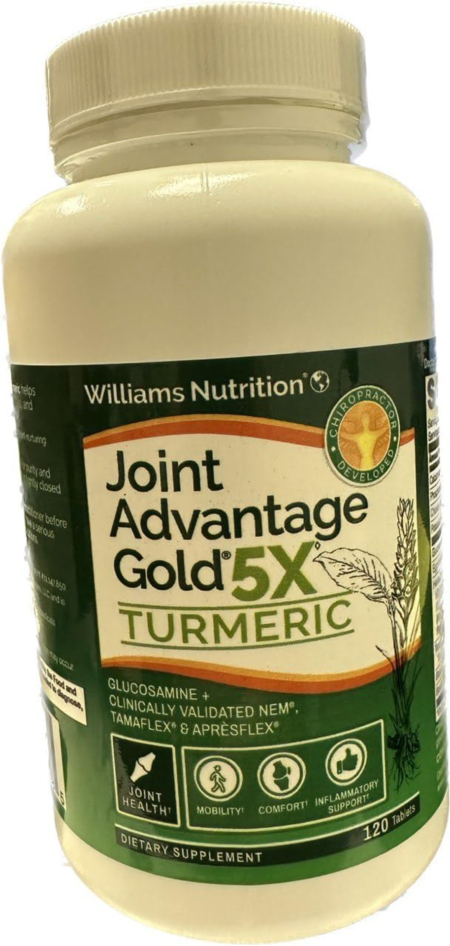 Dr. David Williams' Joint Advantage Gold 5X + Turmeric For Nagging Joint Discomfort And Lasting Relief, 180 Tablets (30-Day Supply)