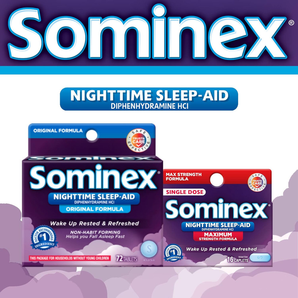 Sominex Nighttime Sleep-Aid Caplets, Maximum Strength, 16 Ct. (Pack Of 1)16 Count (Pack Of 1)