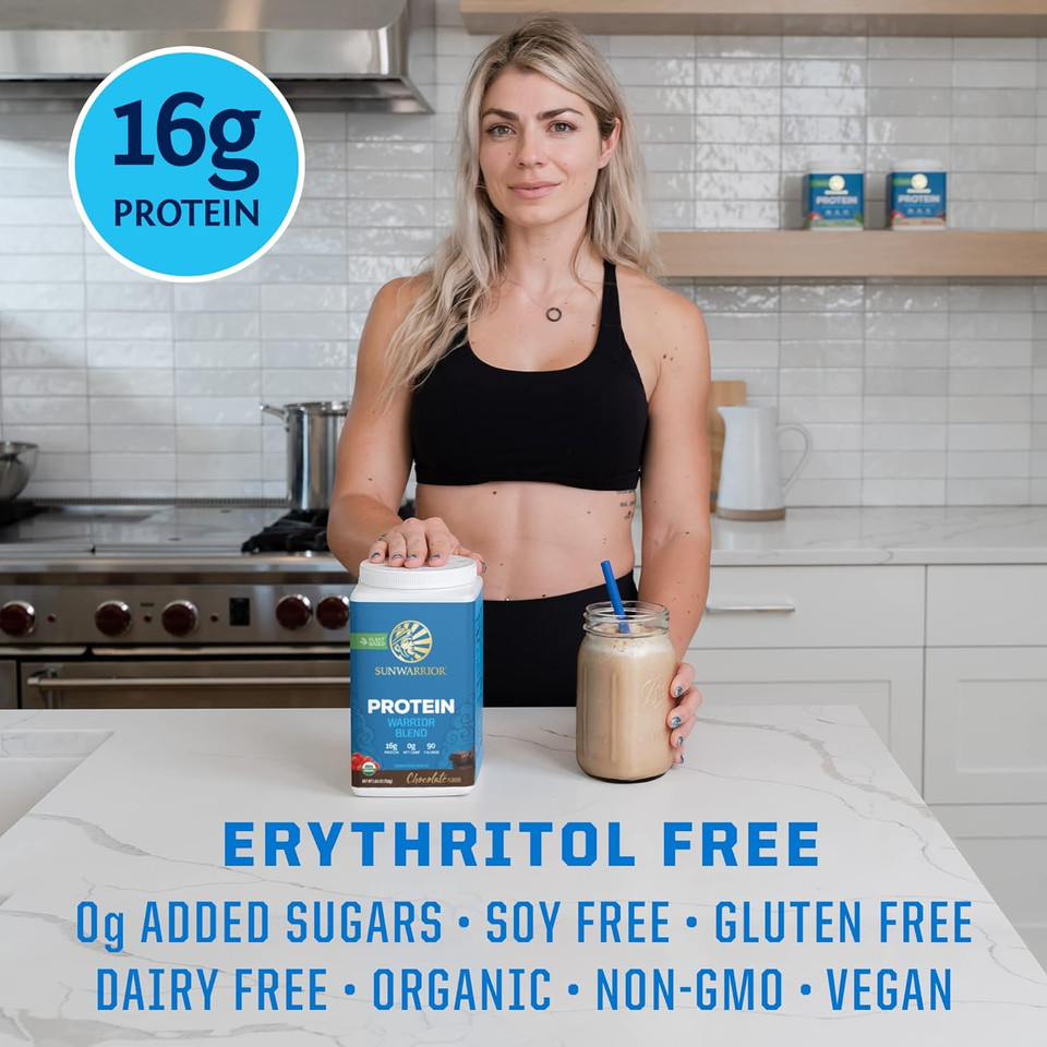 Vegan Organic Protein Powder Plant-Based | Bcaa Amino Acids Hemp Seed Soy Free Dairy Free Gluten Free Synthetic Free Non-Gmo | Chocolate 30 Servings | Warrior Blend By Sunwarrior