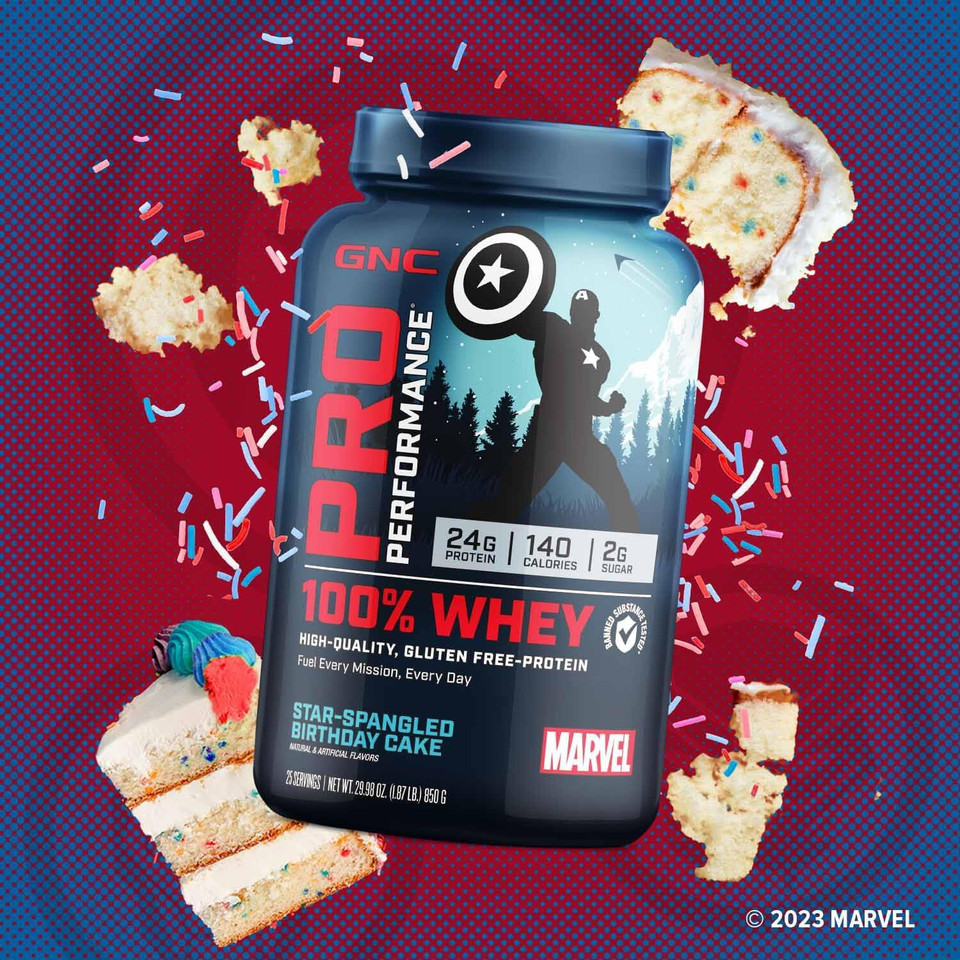 Gnc Pro Performance 100% Whey - Marvel: Star-Spangled Birthday Cake - 25 Servings25 Servings (Pack Of 1)