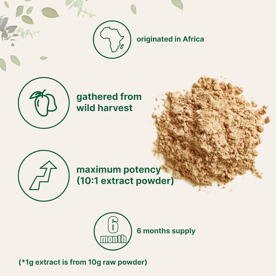 Sustainably Africa Grown, Pure African Mango Powder (Irvingia Gabonensis Powder, Wild Mango Extract), 1 Pound (6 Months Supply), Wild Harvest, Supports Metabolism And Fat Burning, Non-Gmo, Vegan