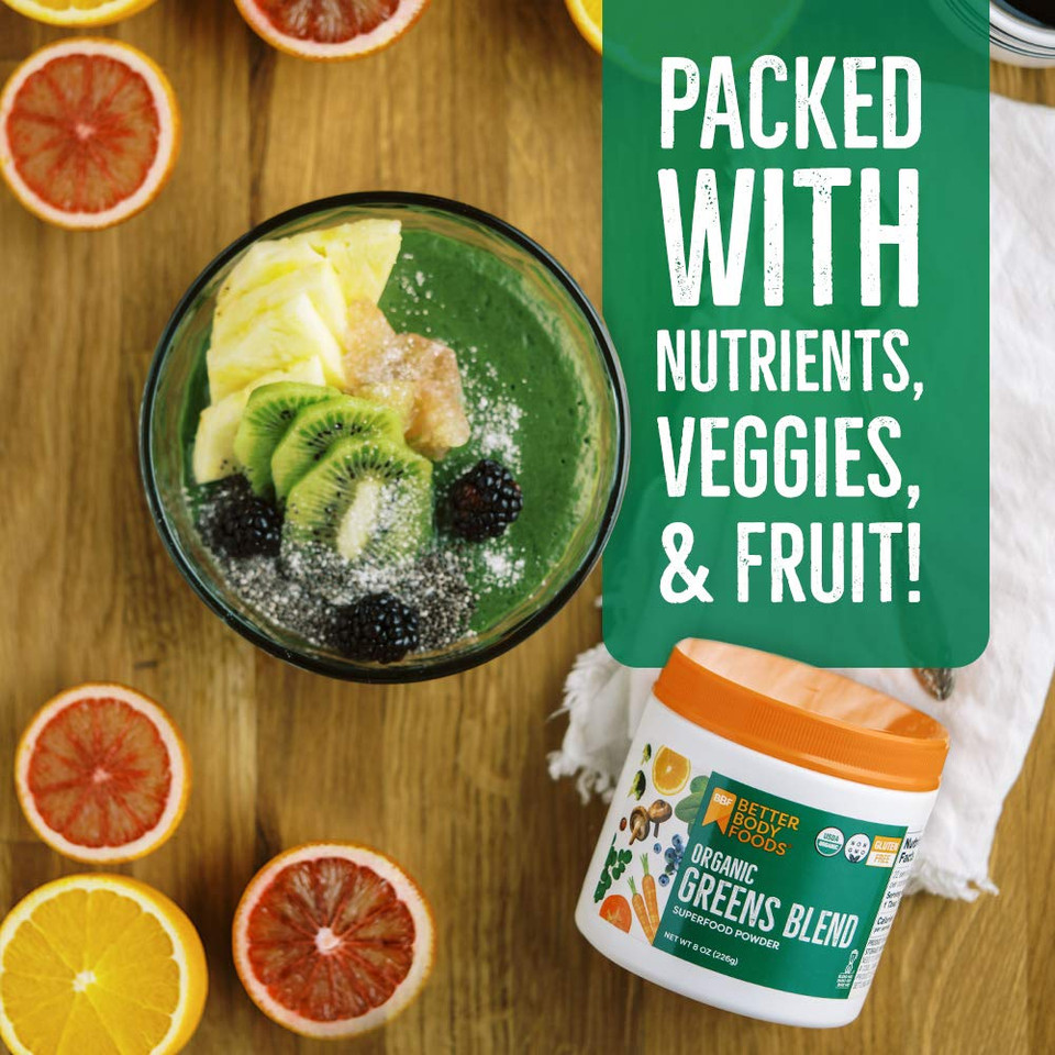 Betterbody Foods Organic Greens Blend (8 Oz) | Superfood Powder For Nutrition & Smoothie Booster