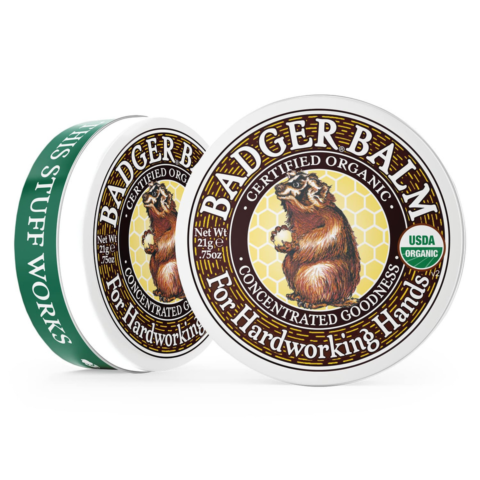 Badger - Hardworking Hands Healing Balm, Aloe Vera & Wintergreen, Working Hand Balm, Balm, For Dry Hands, Hand Moisturizer Balm, Certified Organic Hand Balm, Hand Repair Balm, 0.75 Oz0.75 Ounce (Pack Of 1)