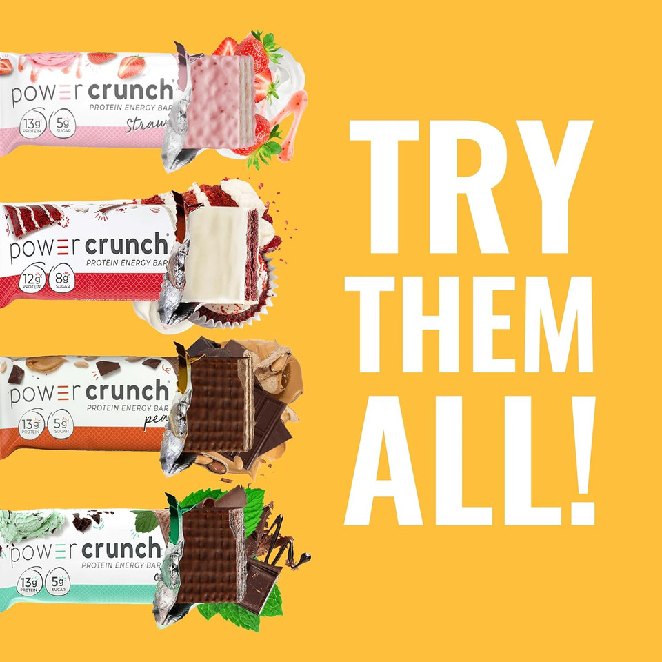 Power Crunch Protein Wafer Bars, High Protein Snacks With Delicious Taste, Lemon Meringue, 1.4 Ounce (12 Count)