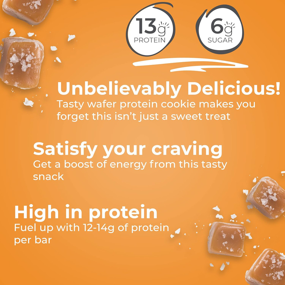 Power Crunch Protein Wafer Bars, High Protein Snacks With Delicious Taste, Salted Caramel, 1.4 Ounce (12 Count)