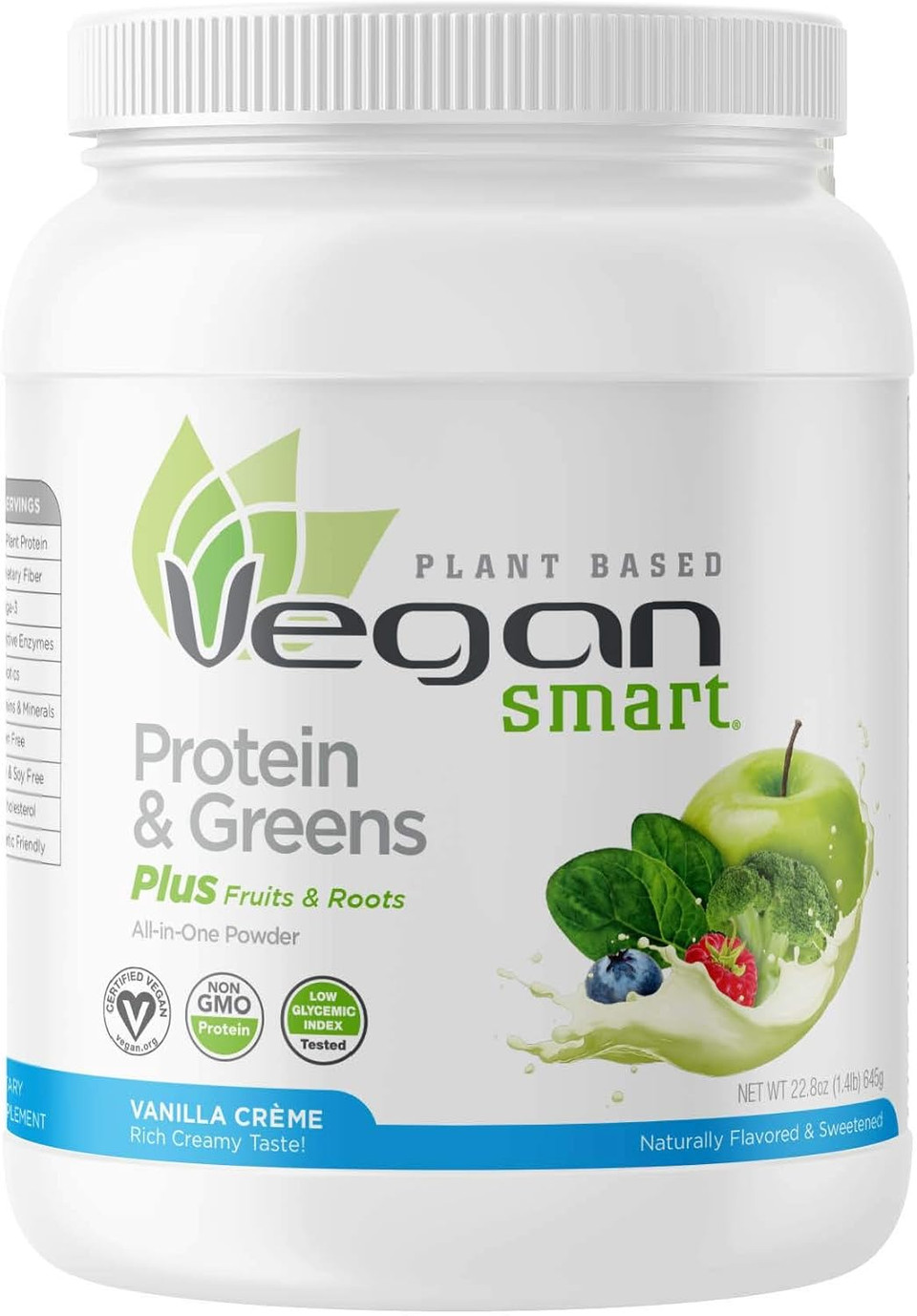 Vegansmart Plant Based Vegan Protein Powder By Naturade, All-In-One Nutritional Shake ÃÂ Protein & Greens Vanilla Crã£Â¨Me 22.8 Oz