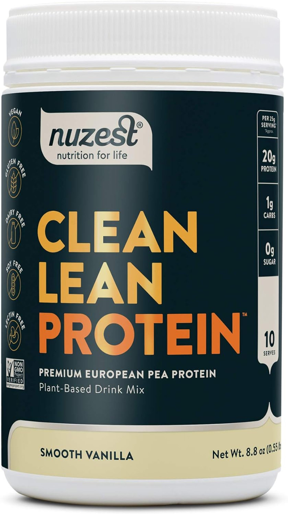 Nuzest - Pea Protein Powder - Clean Lean Protein, Premium Vegan Plant Based Protein Powder, Dairy Free, Gluten Free, Gmo Free, Protein Shake, Smooth Vanilla, 10 Servings, 8.8 Oz8.8 Ounce (Pack Of 1)