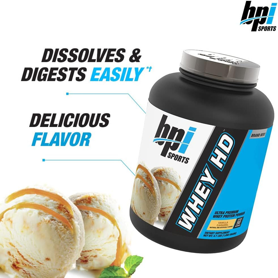Bpi Sports Whey Hd Ultra Premium Protein Powder, Vanilla Caramel, 4.1 Pound