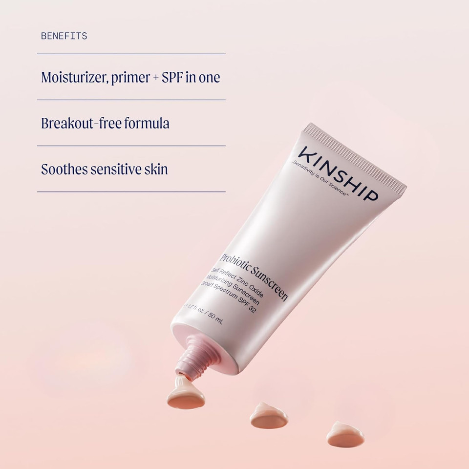 Kinship Self Reflect 100% Mineral Spf + Brightwave Vitamin C Eye Cream Bundle | Probiotic Moisturizing Facial Sunscreen | Energizing + Brightening Reduce Dark Circles & Puffiness | All Skin Types