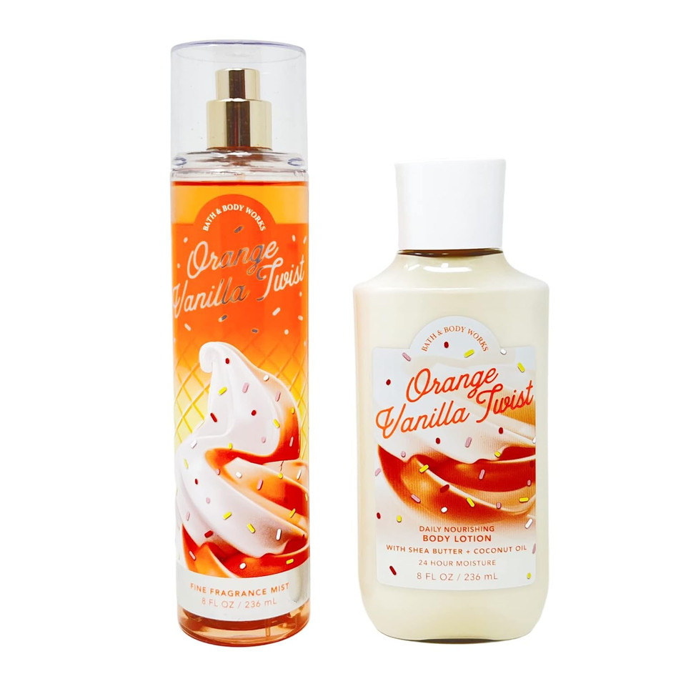 Bath & Body Works Orange Vanilla Twist Gift Set Duo - Includes Fine Fragrance Mist And Body Lotion - Full Size