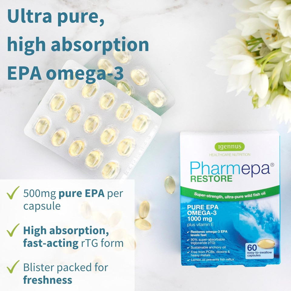 Pharmepa Restore & Advanced Hydrolyzed Collagen Peptides Bundle, 1000Mg Pure Epa Omega-3 Fish Oil & 100% Grass Fed Bovine Collagen Protein Powder, By Igennus