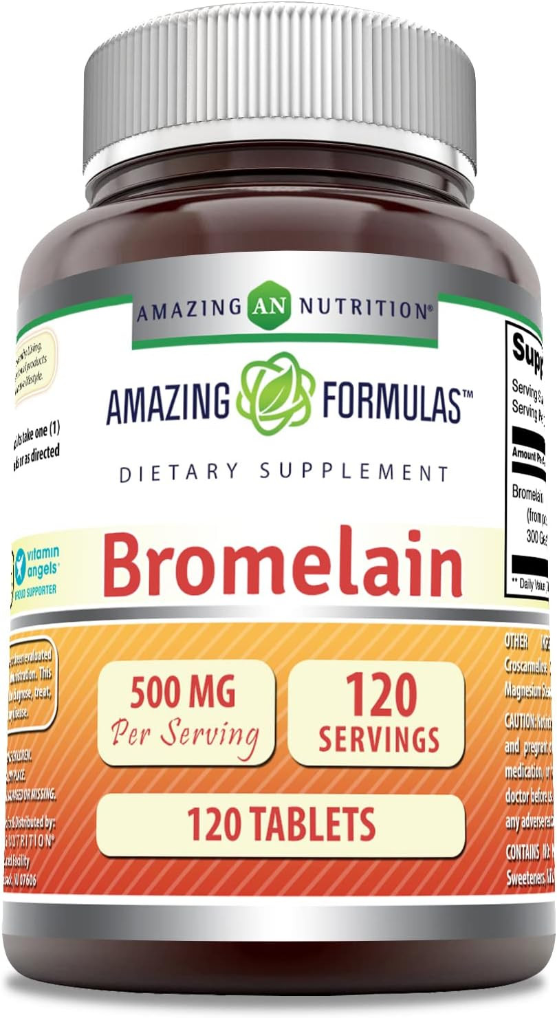 Amazing Formulas Bromelain 500 Mg 120 Tablets Supplement | Non-Gmo | Gluten Free | Made In Usa