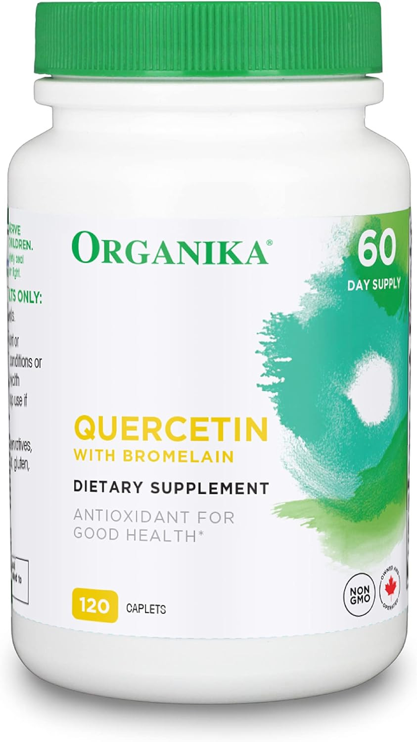Organika Quercetin With Bromelain  High Bioavailability, Immune System Support, Seasonal Allergy Relief  120 Tabs