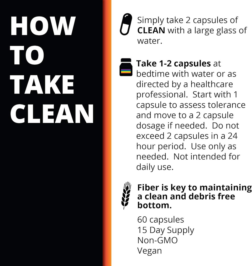Re+Gen Nutrition Clean For Men Fiber Supplement, Digestive Health Support For Adults, Natural Supplements For Bloating, Constipation And Gut Health, Stool Softeners, Helps Cleanse Body, 60 Capsules