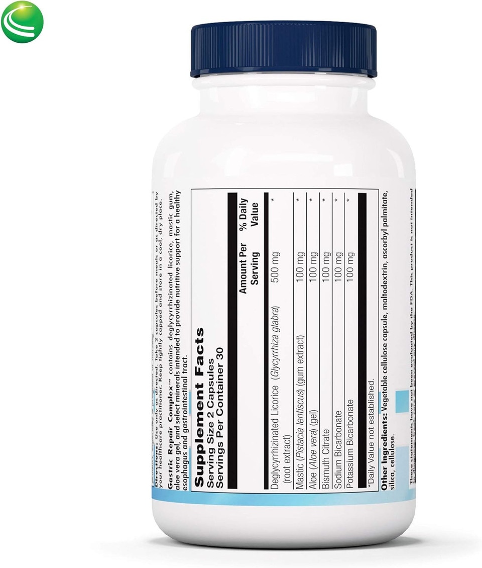 Nutra Biogenesis - Gastric Repair Complex - Bismuth, Licorice And Mastic Gum To Help Support Gastric Tissue Health - 60 Capsules