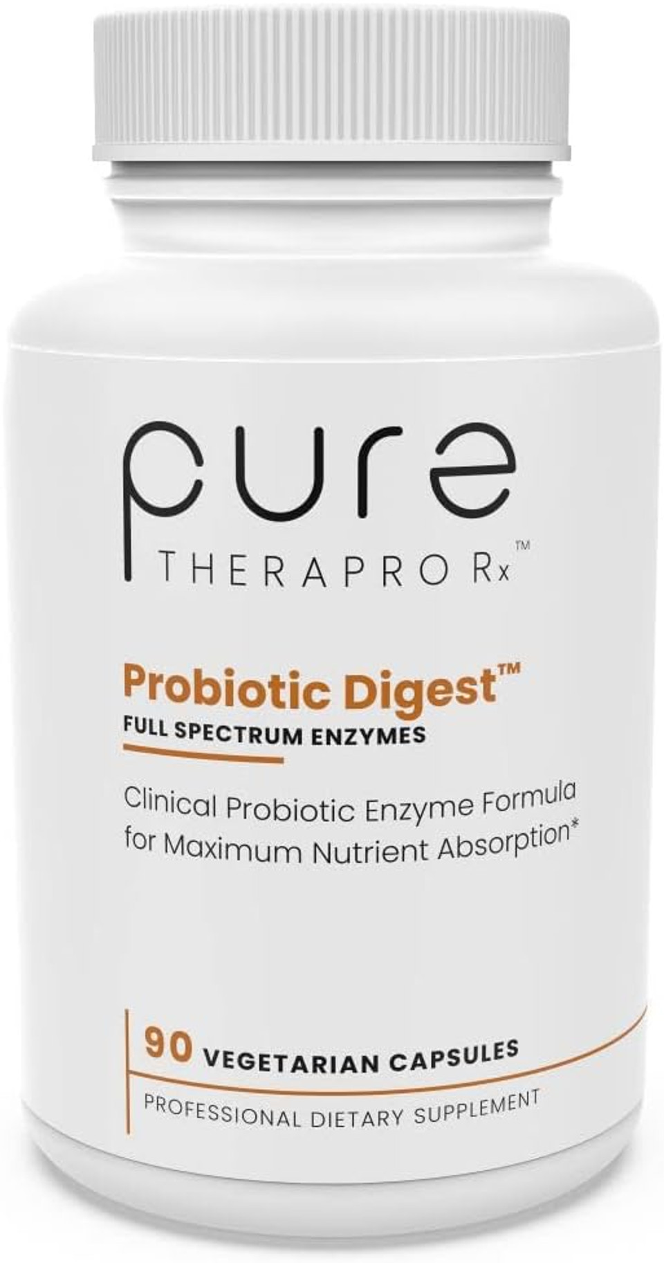 Pure Therapro Rx Digestive Enzymes, Probiotic Digest Full Spectrum Digestion Support Supplement For Women & Men, With Saccharomyces Boulardii For Gut Health, Gluten & Dairy Free (90 Vegan Capsules)