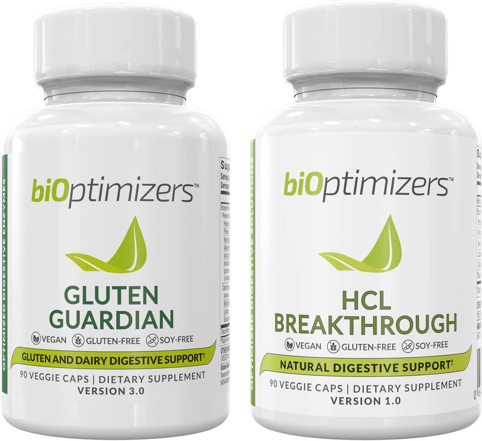 Bioptimizers - Hcl Breakthrough (90 Capsules) And Gluten Guardian (90 Capsules) Supplement Bundle