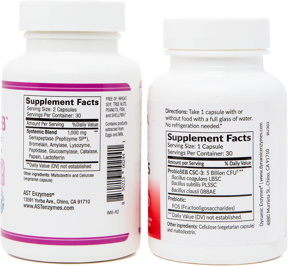 Immunoseb (60 Caps) & Biome Ultra (Probioseb Csc3) (30 Caps) - Immunity Boost Bundle  Systemic Enzymes & Probiotics