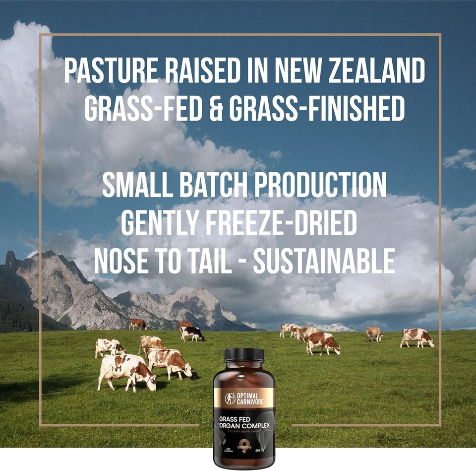 Grass Fed Beef Organs, Beef Organ Capsules, Beef Organ Supplement, Organ Supplement Grass Fed, Organ Meat Capsules, Grass Fed Organ Complex - 9 Organs - Beef Liver, Brain, Thymus, Lung, Gallbladder