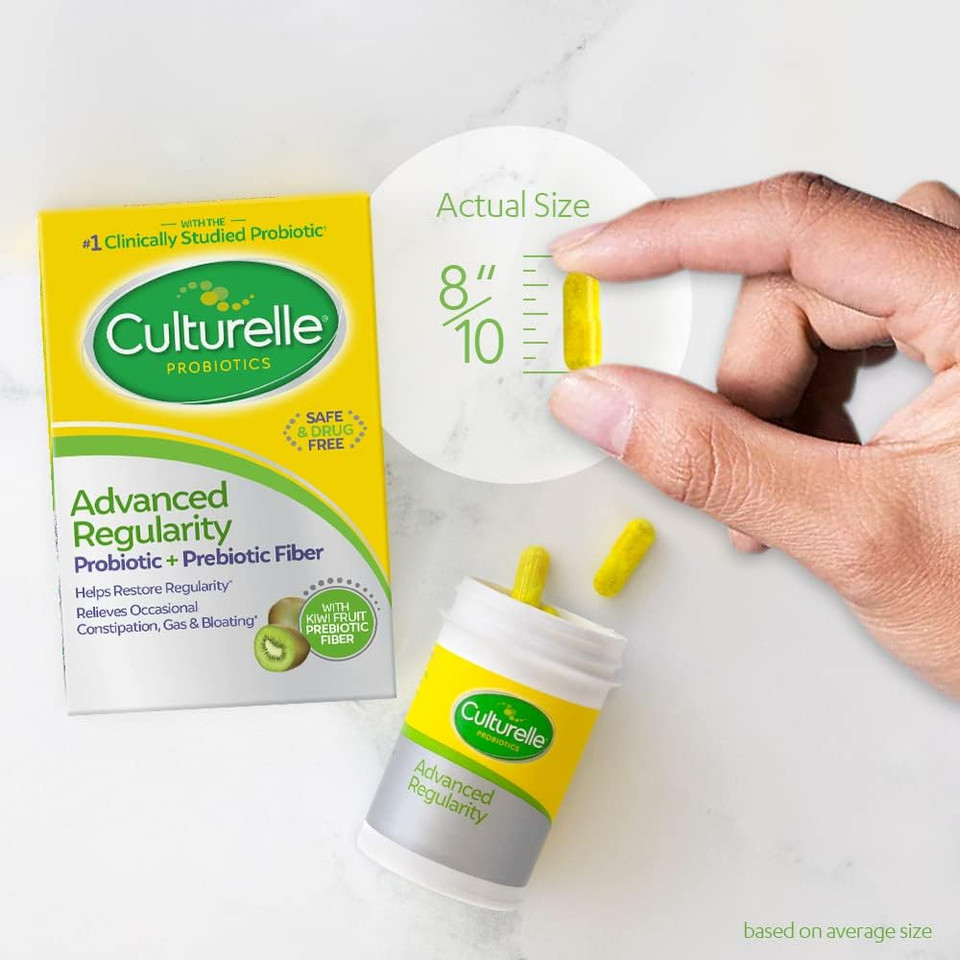 Culturelle Advanced Regularity Daily Probiotic For Women & Men, 30 Count, Probiotic + Prebiotic Fiber Restores Regularity & Reduces Occasional Constipation, Gas & Bloating, Gluten & Soy Free, Non-Gmo
