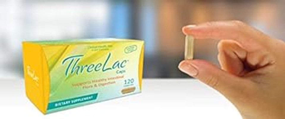 Global Health Trax Threelac Lemon-Flavored Probiotic Supports Healthy Intestinal Flora & Digestion 120 Capsules (Pack 4)