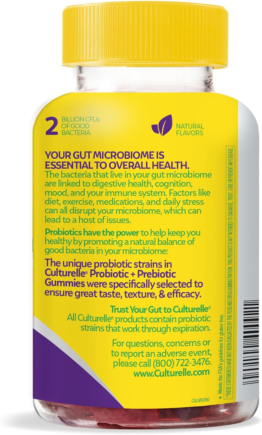 Culturelle Daily Probiotic Gummies For Women & Men, Berry Flavor, 52 Count, Naturally-Sourced Daily Probiotic + Prebiotic For Digestive Health, Non-Gmo & Vegan