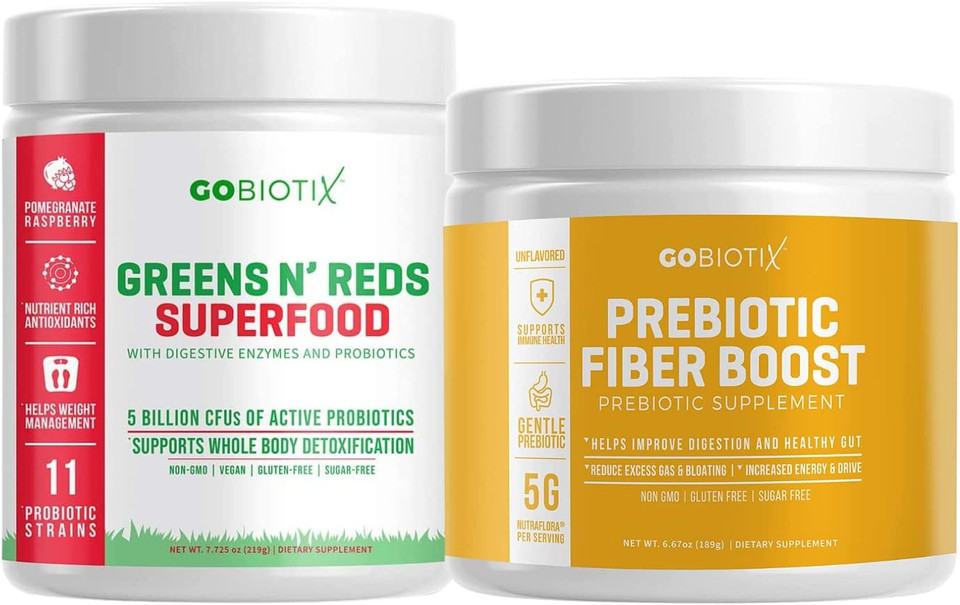 Gobiotix Bundle Prebiotic Fiber Supplement + Super Greens Powder N' Super Reds Powder